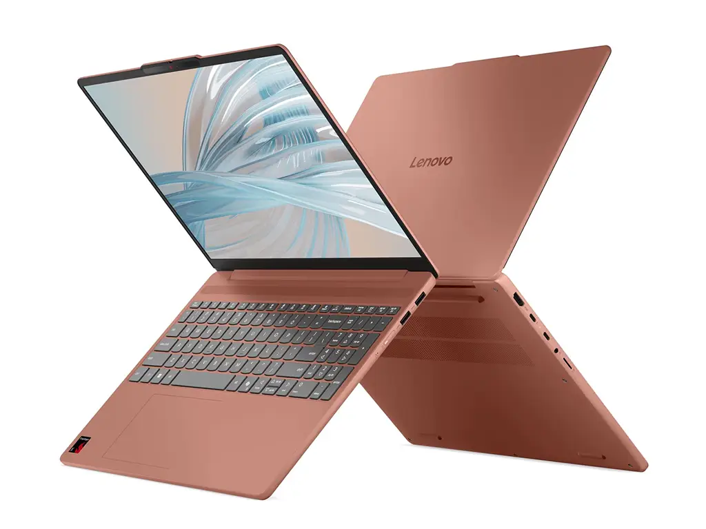 Крупный план тонкого корпуса и клавиатуры ноутбука Lenovo IdeaPad Vibe 15Q8X12, доступного как автономная альтернатива MacBook Air.