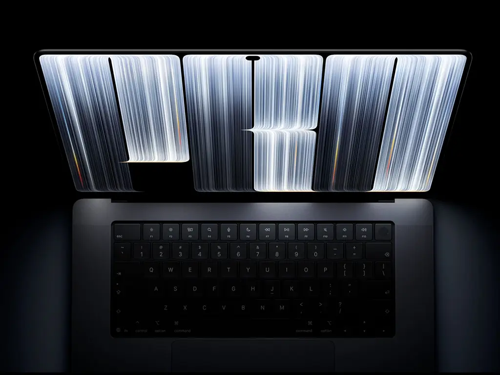 Сенсорный экран PROLED XDR с поддержкой жестa multitouch и вырезом punch-hole в MacBook Pro 14.